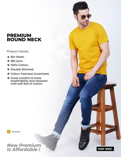 Yellow-Cotton-Round-Neck-T-shirts