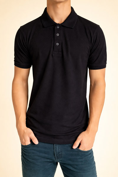 Black-Cotton-Polo-220-GSM-T-shirt